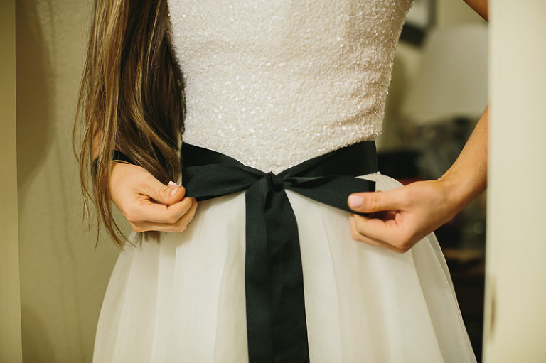 Black bow wedding dress