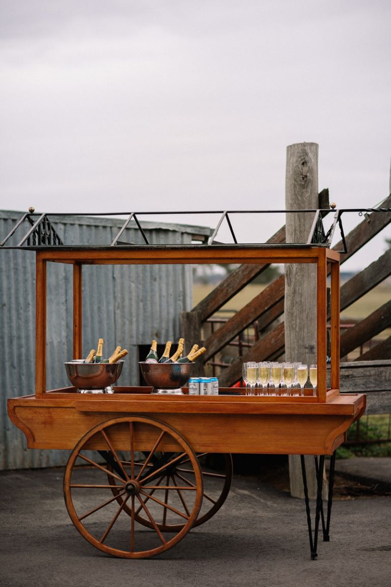 champagne cart wedding setup 